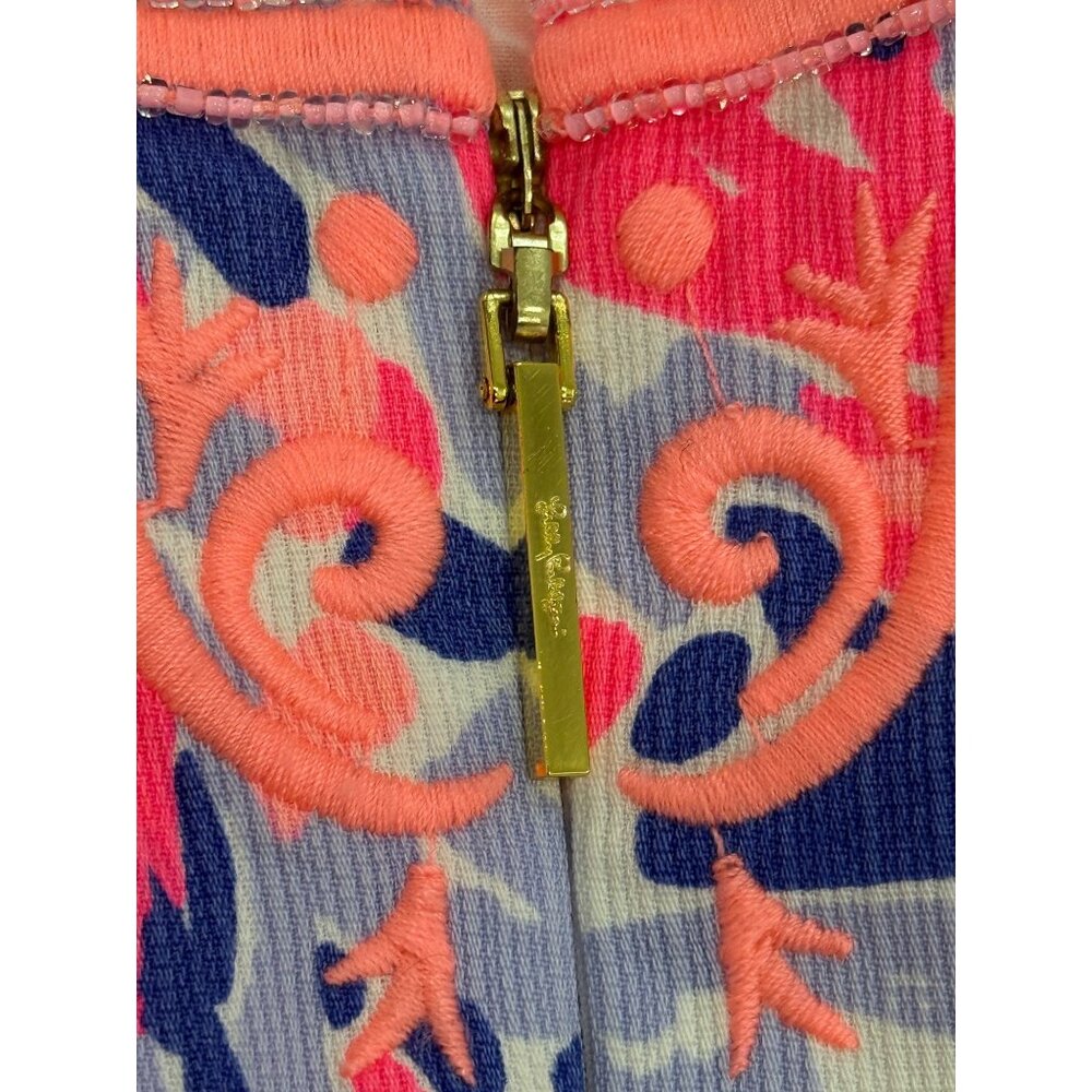 Lilly Pulitzer Lyssa Sleeveless Dress V-Neck Floral Pink Blue Womens Size 6 - Picture 4 of 8